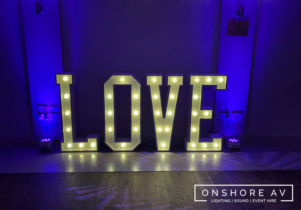 LED Letter Hire for parties and weddings